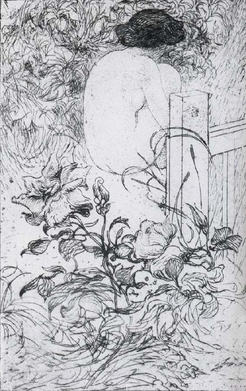 Carl Larsson A Rose and a Back Etching china oil painting image